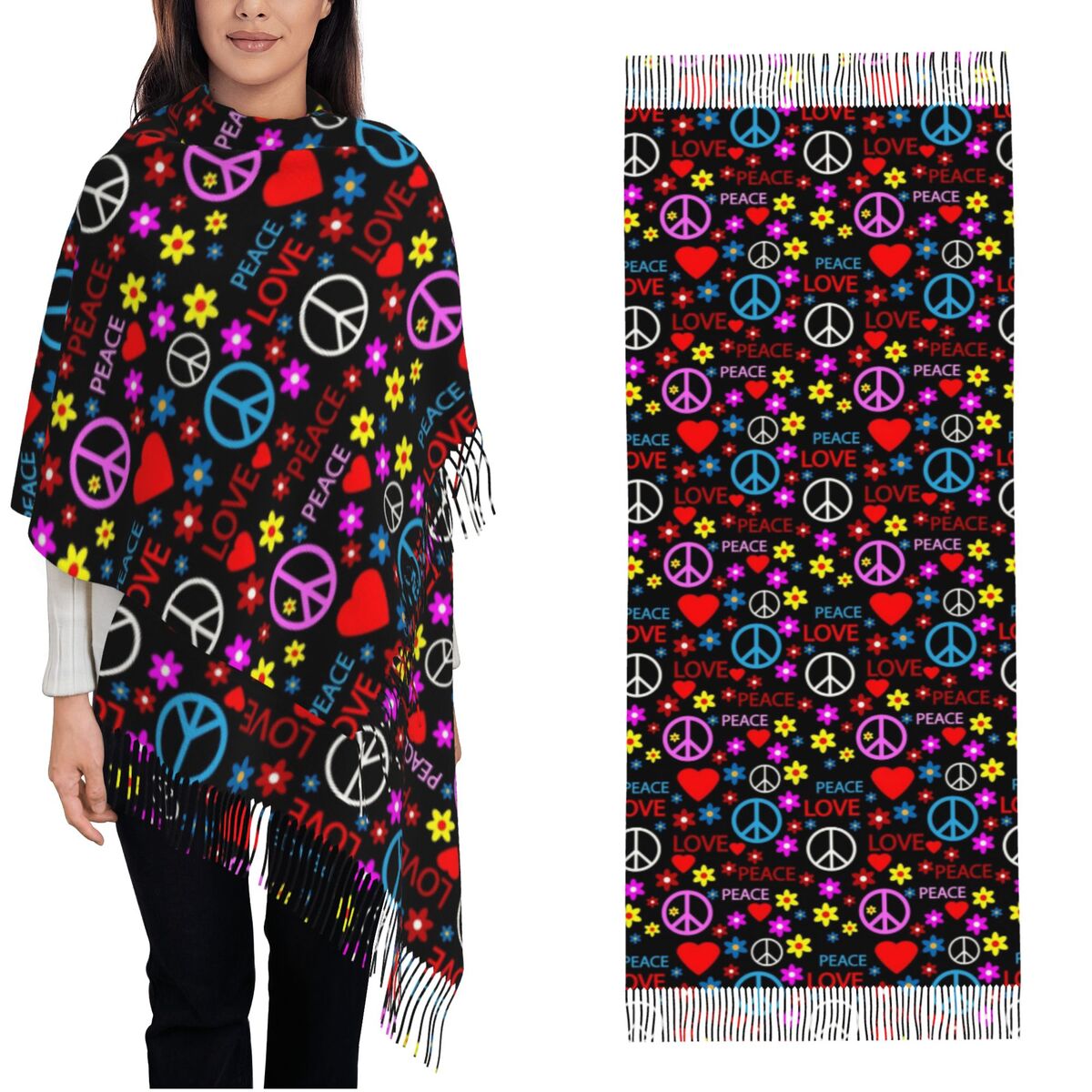 Pashmina Wrap Large - Bufanda con estampado de amor Foral